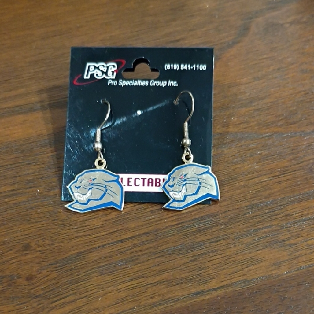 PSG Gold and Blue Panther Earrings